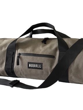 NoBull XL Waxed Gray Canvas Duffle Gym Travel Bag Tote Multiple Int/Ext Pockets